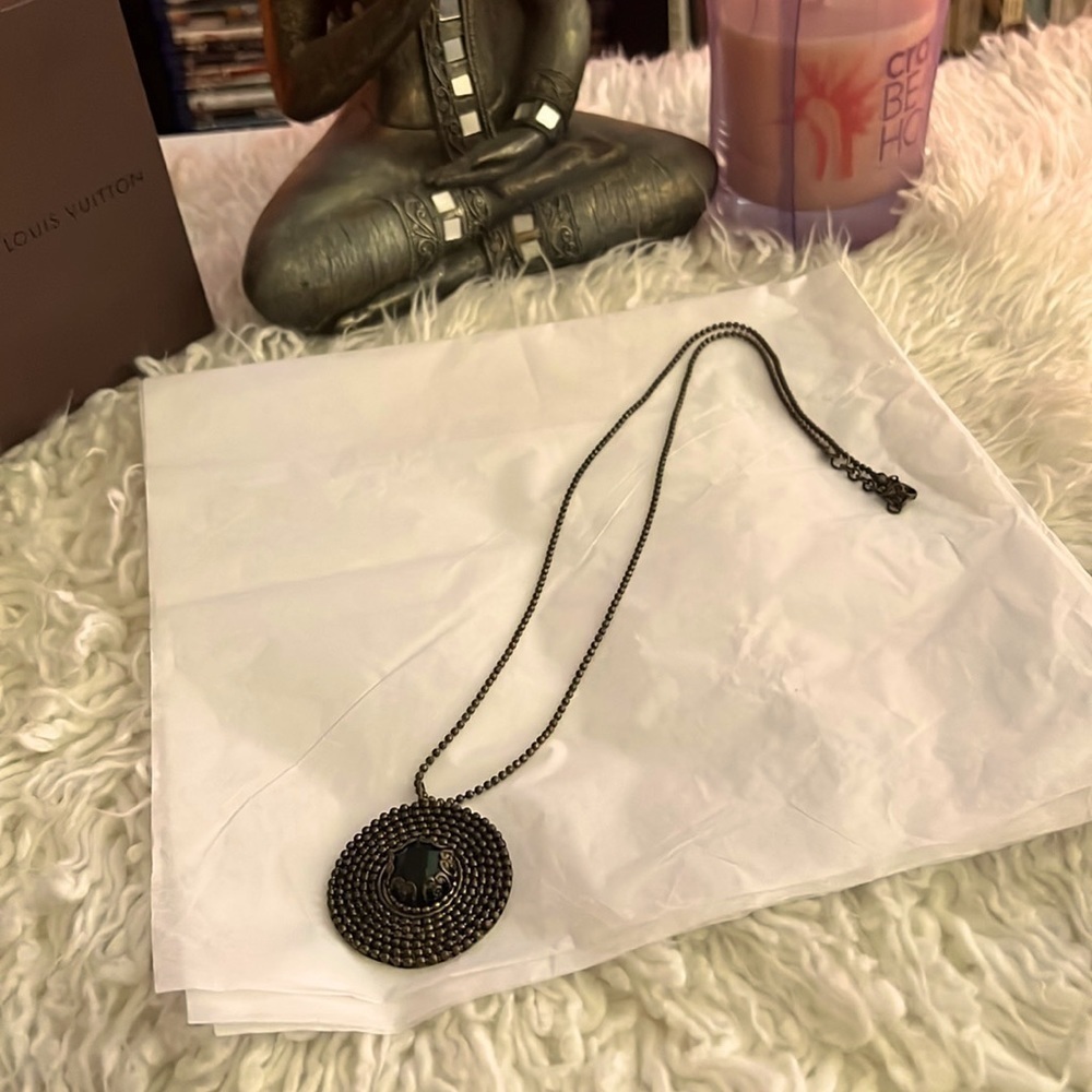 Long Bronze Disc Necklace! Cute & Boho Chic!